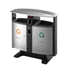 Affaldsspand pulverlakeret stl, 39 + 39 L, 100x103x42cm