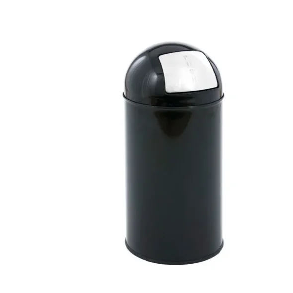 Affaldsspand, V-part, med push lg, inderspand i metal, brandsikker, sort, 40 l
