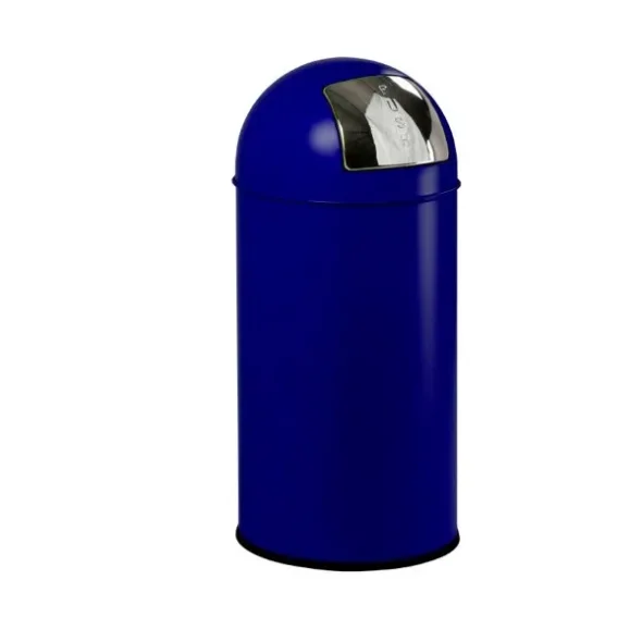 Affaldsspand, V-part, med push lg, inderspand i metal, brandsikker, bl, 40 l