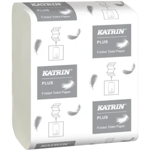 Toiletpapir i ark Katrin Plus, 2-lags 23x10,3cm hvid 10000stk