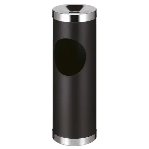 Affaldsspand med askebger, sort, pulverlakeret stl, 30 l