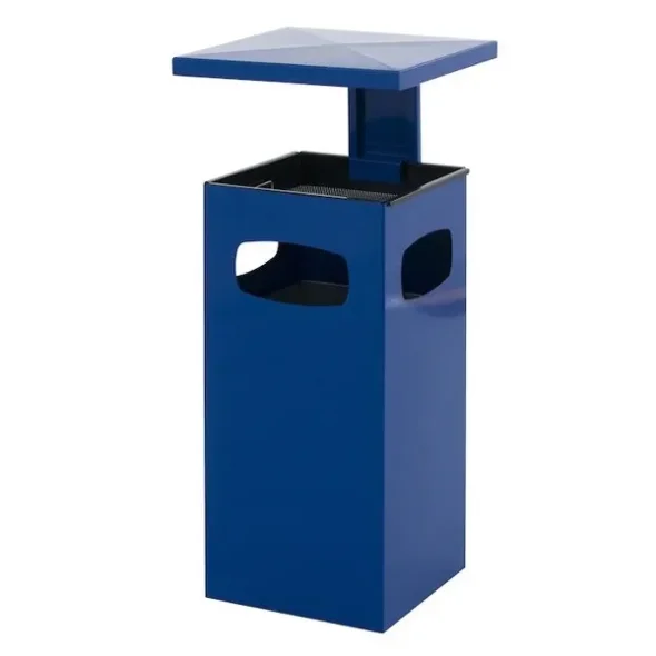 Affaldsspand med askebger, 70 l, bl