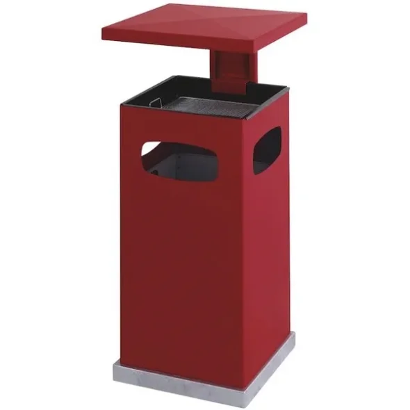 Affaldsspand med askebger, 70 l, rd