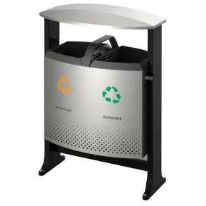 Udendrs affaldsspand, sort mat, stl, 2-rums, 2x39 l