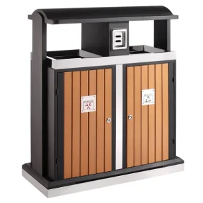 Udendrs affaldsspand, sort, stl/tr, 2-rums, 2x50 l