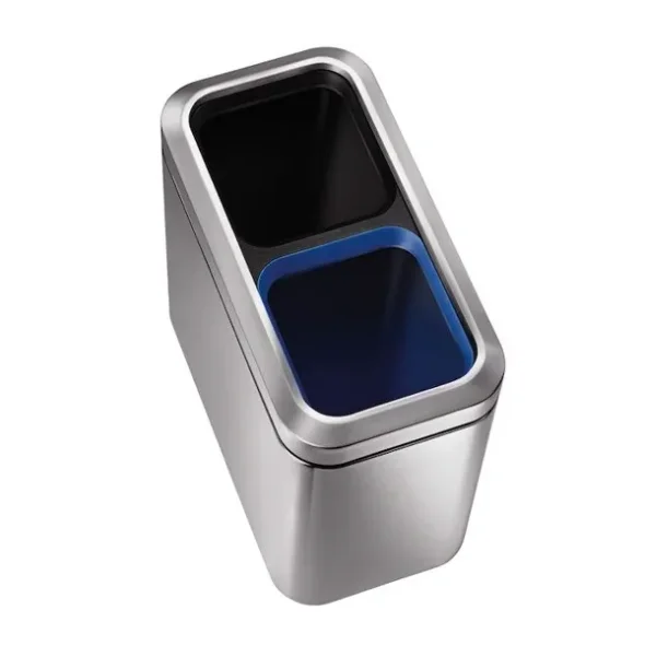 Papirkurv, Simplehuman, 20 l, stl mat, 2-rums 10/10L