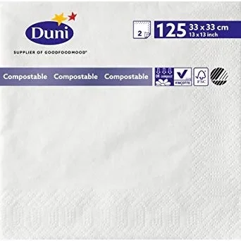 Duni Tissue Serviet 2 lags Hvid 33x33 2000 stk
