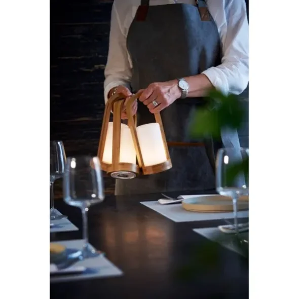 Lysestage LED Easy Bamboo Hvid, 240 x 100mm 4stk/krt