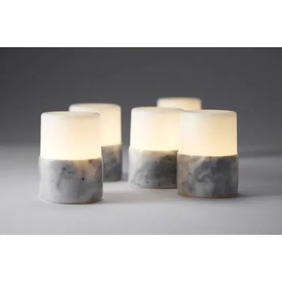 Duni LED lysestager Bright Marble 105 x 75mm 4stk