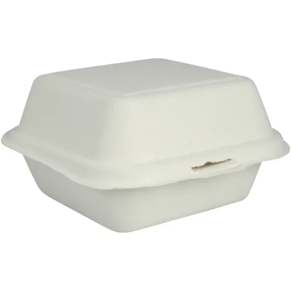 Take away boks Gastro, 15,3x14,7x8,2cm hvid bagasse 500stk/kolli