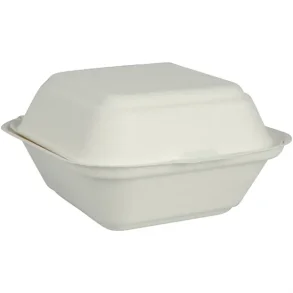 Take away boks, 14,49x14,9x8cm, hvid, bagasse, 1-rums 500stk/kolli