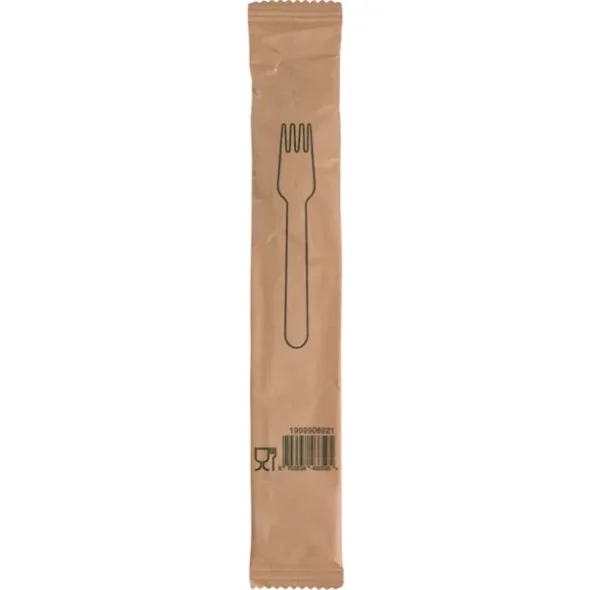 Gaffel, 16cm, brun, birketr/voks, komposterbar, enkeltindpakket, 400 stk