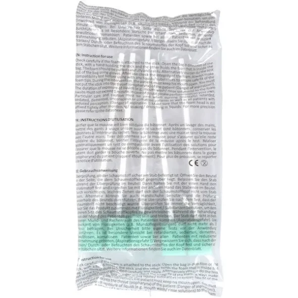 Mundrensepind 15cm grn, tr, m/ skumgummi engangs 5stk/pak