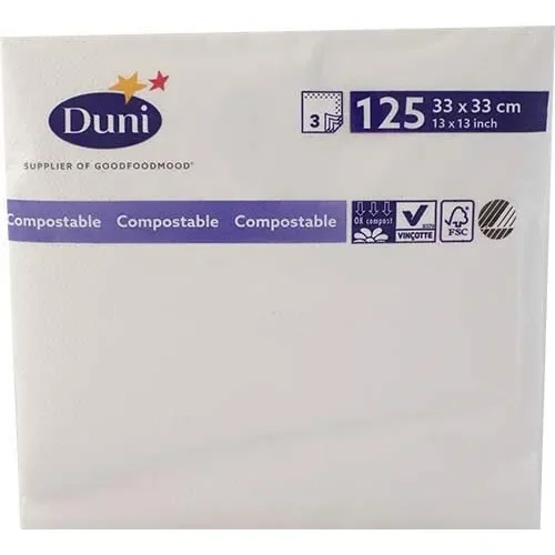 Servietter Duni 3-lags hvid 33cm 1000stk/karton