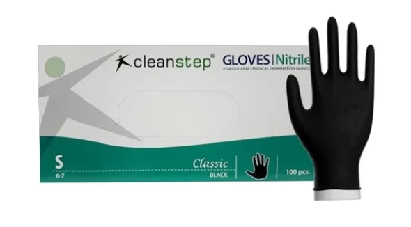 Nitrilhandsker, Cleanstep uden pudder Sort, Small 600 pakker/ pallekb