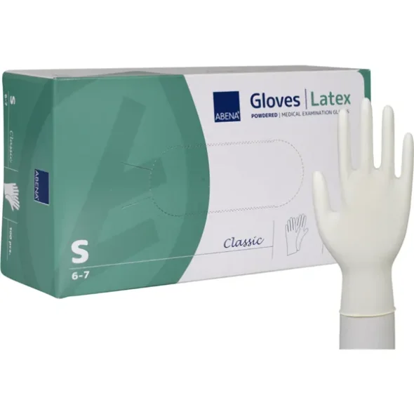 Latexhandsker Small med pudder, 100 stk