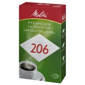 Pyramidefilter, Melitta, filterpapir, 206s, bleget, 1 pakke