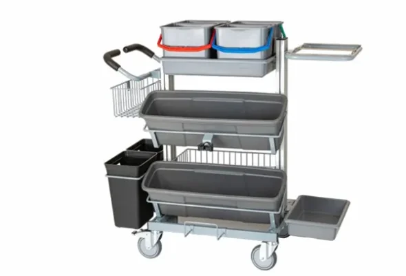 Tina Trolleys Exclusive 4 x 6 ltr. - affald m/hold + 60 cm mopbox