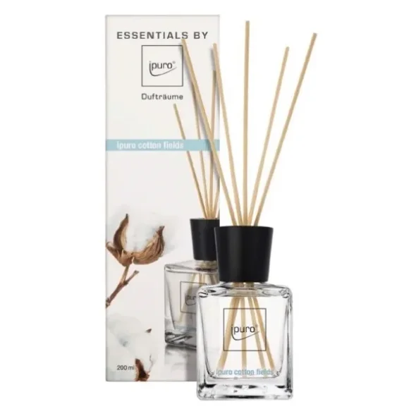 Duft flakon, ipuro, med bomuldsduft inkl. pinde, 200 ml