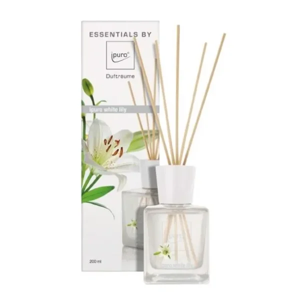 Duft flakon, ipuro, med White Lily duft inkl. pinde, 200 ml