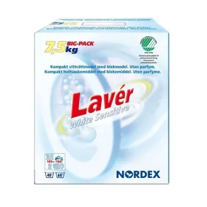 Vaskepulver Lavr White Sensitive, 7,5 kg/pk / Svanemrket