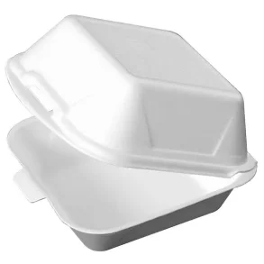 Burgerboks 15,5x15,5cm, hvid EPS m/hngslet lg stor 125stk 