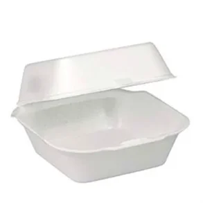 Burgerboks, 13,5x12,5x7cm, hvid, EPS, med hngslet 100stk