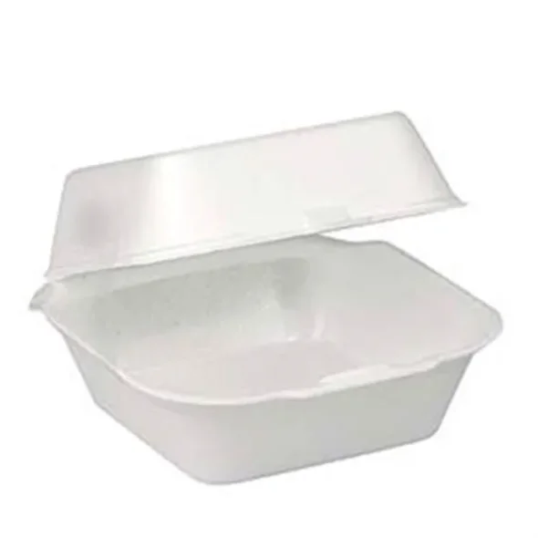 Burgerboks, 13,5x12,5x7cm, hvid, EPS, med hngslet 100stk