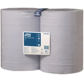 Tork Aftrringspapir Basic 2-lag, bl, 2 ruller/pak