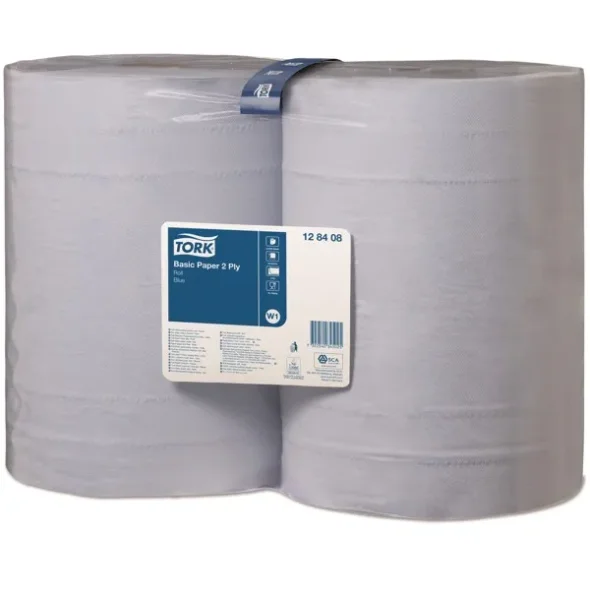Tork Aftrringspapir Basic 2-lag, bl, 2 ruller/pak