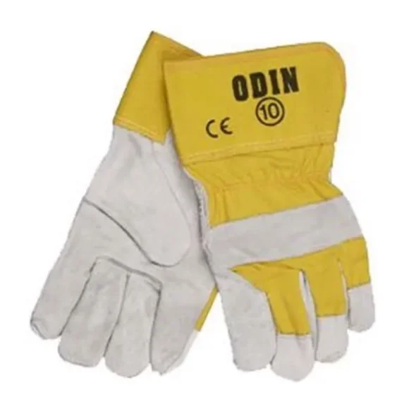 Oksehudshandske, Odin, gul/hvid Str. 8 x 1 par