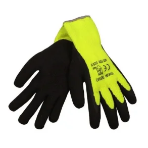 Halvdyppet latexhandske, Thor, Sort/gul, thermogrip, Str 7 x 1 par