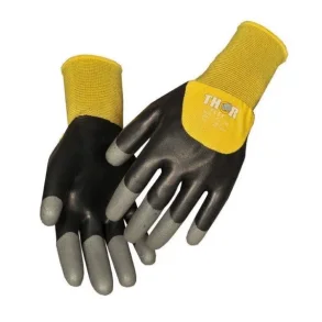 Thor flex dry, Sort/gul, med nitril granulat p fingerspidserne, Str 8 x 1 par