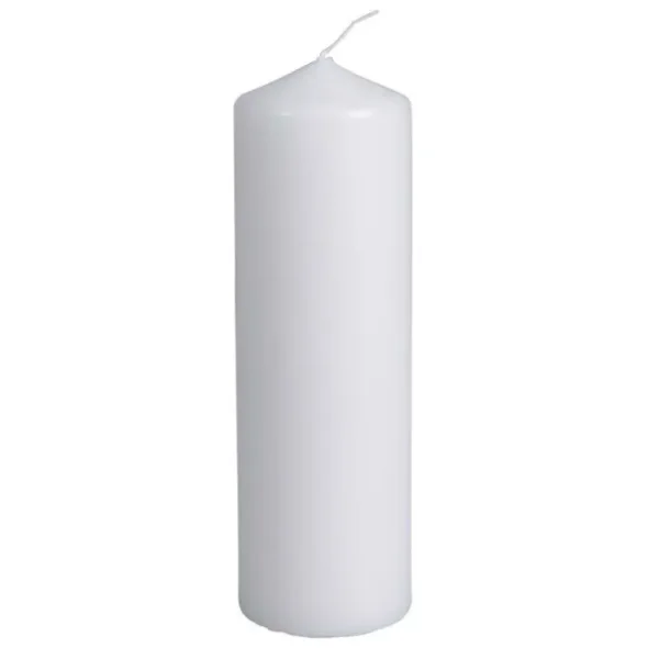 Bloklys, 18cm, 6cm, hvid, 60 timer, 100% paraffin 12 stk