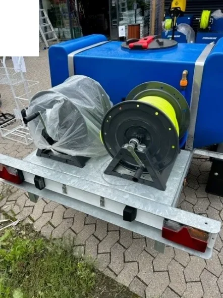 Denver 800ltr Trailer with Honda Powered Pressure Washer 16lpm 276bar, 30mtr Hose Reel, Blue tank hjtryksrenser p trailer