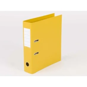 Mappe A4 Gul metalskinne, 75mm ryg