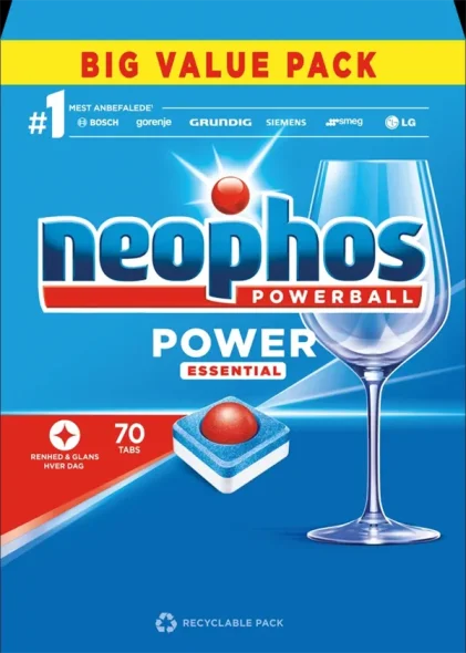 Opvasketabs NEOPHOS POWER ESSENTIAL TABLETTER 70stk/pak