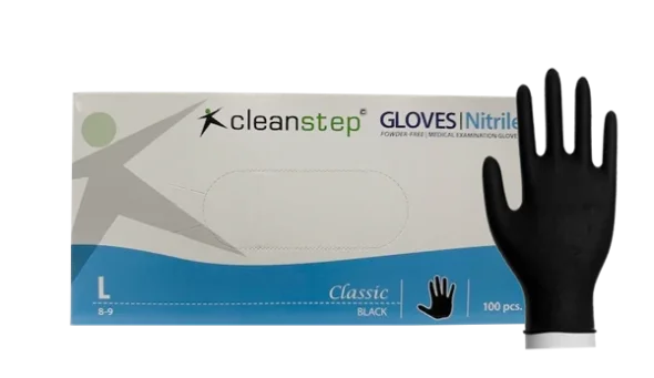 Nitrilhandsker, Cleanstep uden pudder Sort, Large 100 stk/pak