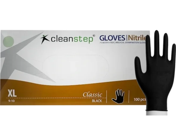 Nitrilhandsker, Cleanstep uden pudder Sort, XLarge 100 stk/pak