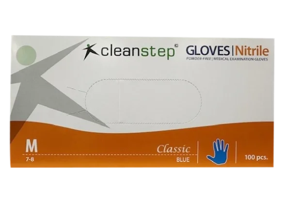 Nitrilhandsker, Cleanstep uden pudder Bl, Medium 100 stk/pak