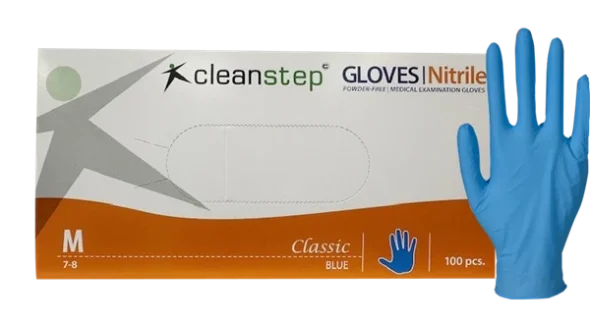 Nitrilhandsker, Cleanstep uden pudder Bl, Medium 100 stk/pak