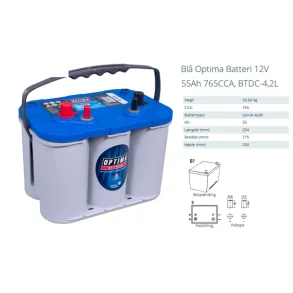 Nilfisk SC351 Batteri 12V 55A Optima (9100001664)