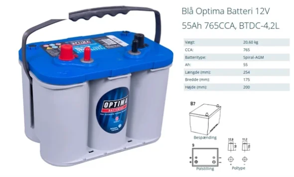 Nilfisk SC351 Batteri 12V 55A Optima (9100001664)