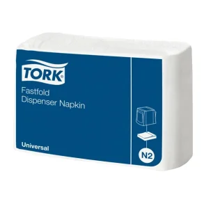 Dispenserserviet, Tork N2 Universal, 1-lags, fast fold, 30x24cm, hvid, genanvendt papir  10800 ark 
