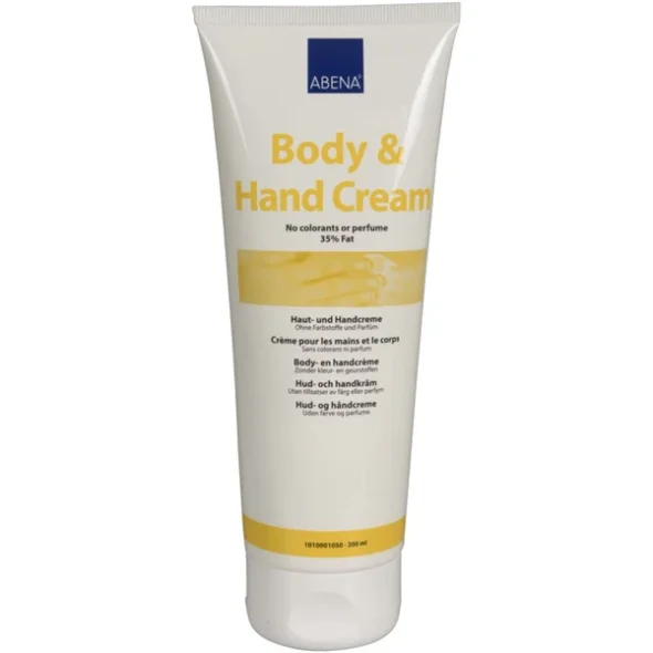Hud- og hndcreme, ABENA, 200 ml, uden farve og parfume, 35% fedt