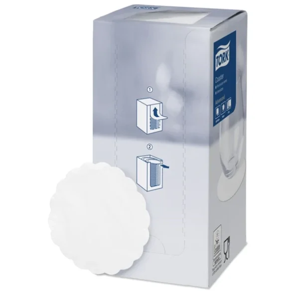 Kopunderlag, Tork Advanced, 8-lags, 9cm, hvid, papir, ekstra tykke 3000stk
