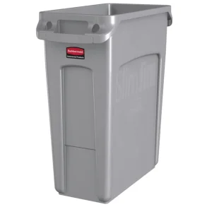 Affaldsspand, Rubbermaid Slim Jim, gr, plast, 60 l, med skkeholder