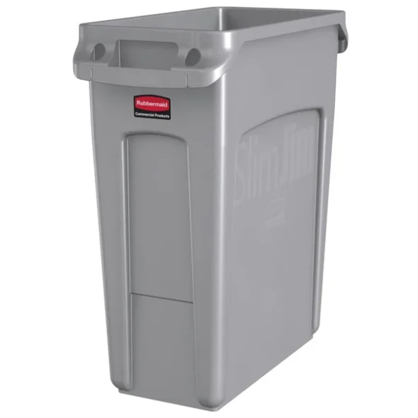 Affaldsspand, Rubbermaid Slim Jim, gr, plast, 60 l, med skkeholder