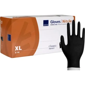 Nitrilehandsker sort uden pudder XL, 200 stk CAT III 