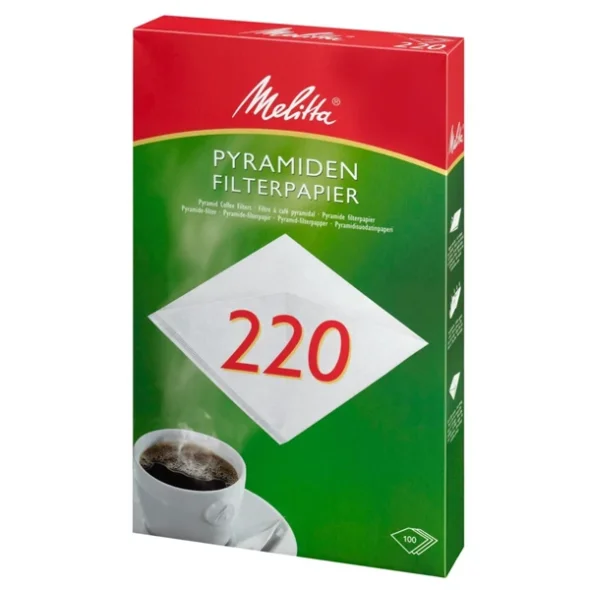 Pyramidefilter, Melitta, filterpapir, 220, bleget 2 pakker
